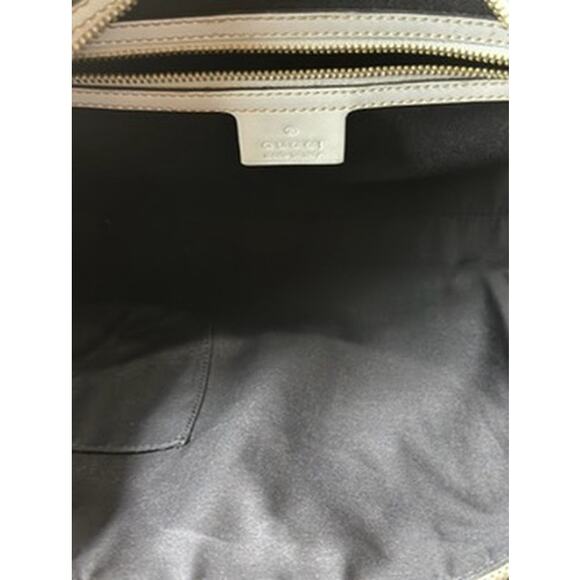 Gucci Web Britt Dialux Cream Leather Boston Bag*GG LOGO*Red Green Stripes! - Picture 15 of 16